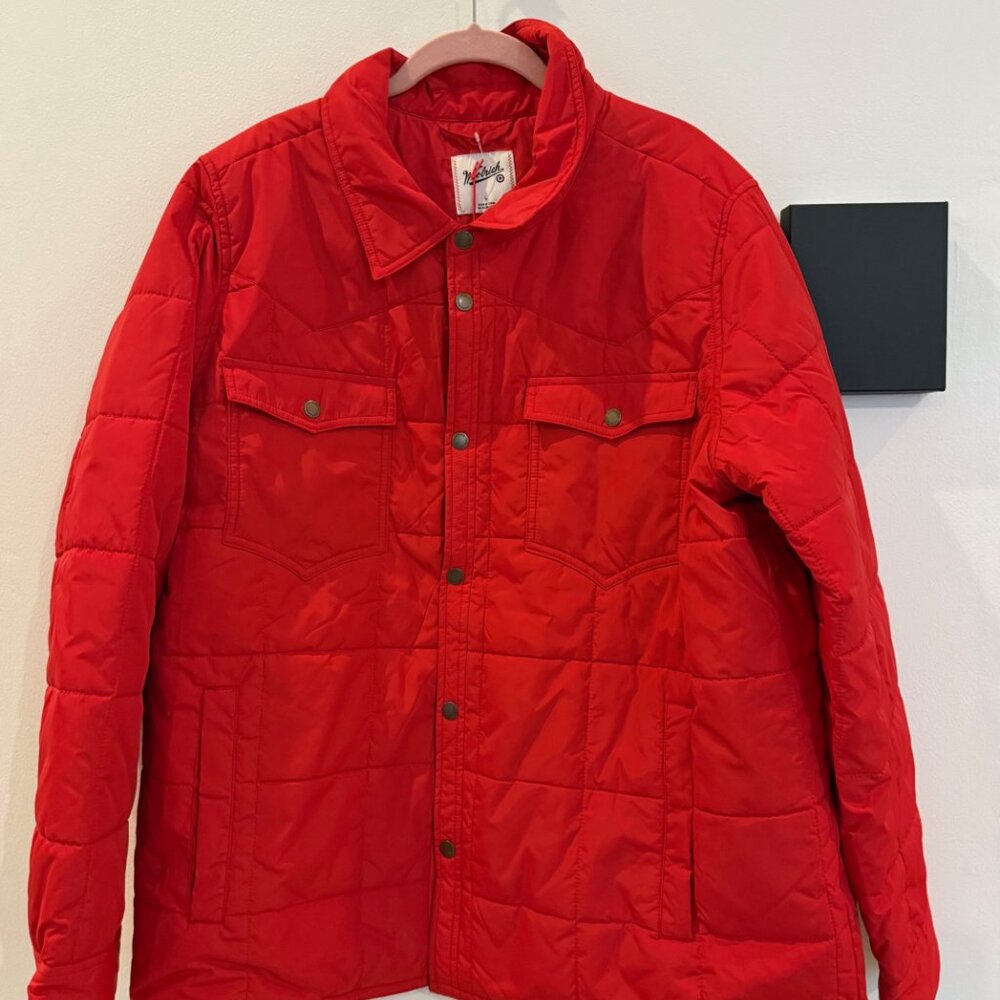 Adult Western Jacket - Woolrich Red, lined with plaid, cotton, quilted